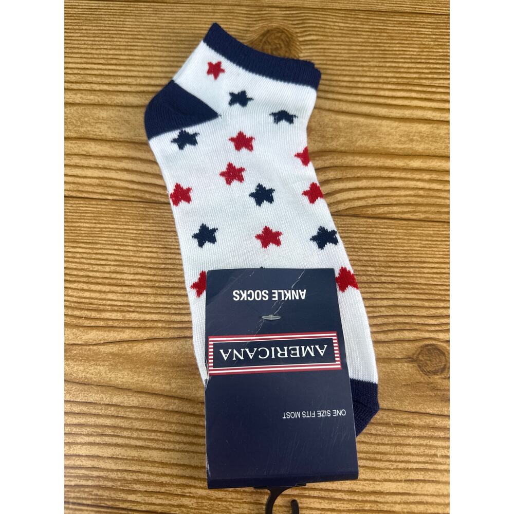 New Womens Americana Ankle Socks USA Stars Red White And Blue July 4th Socks